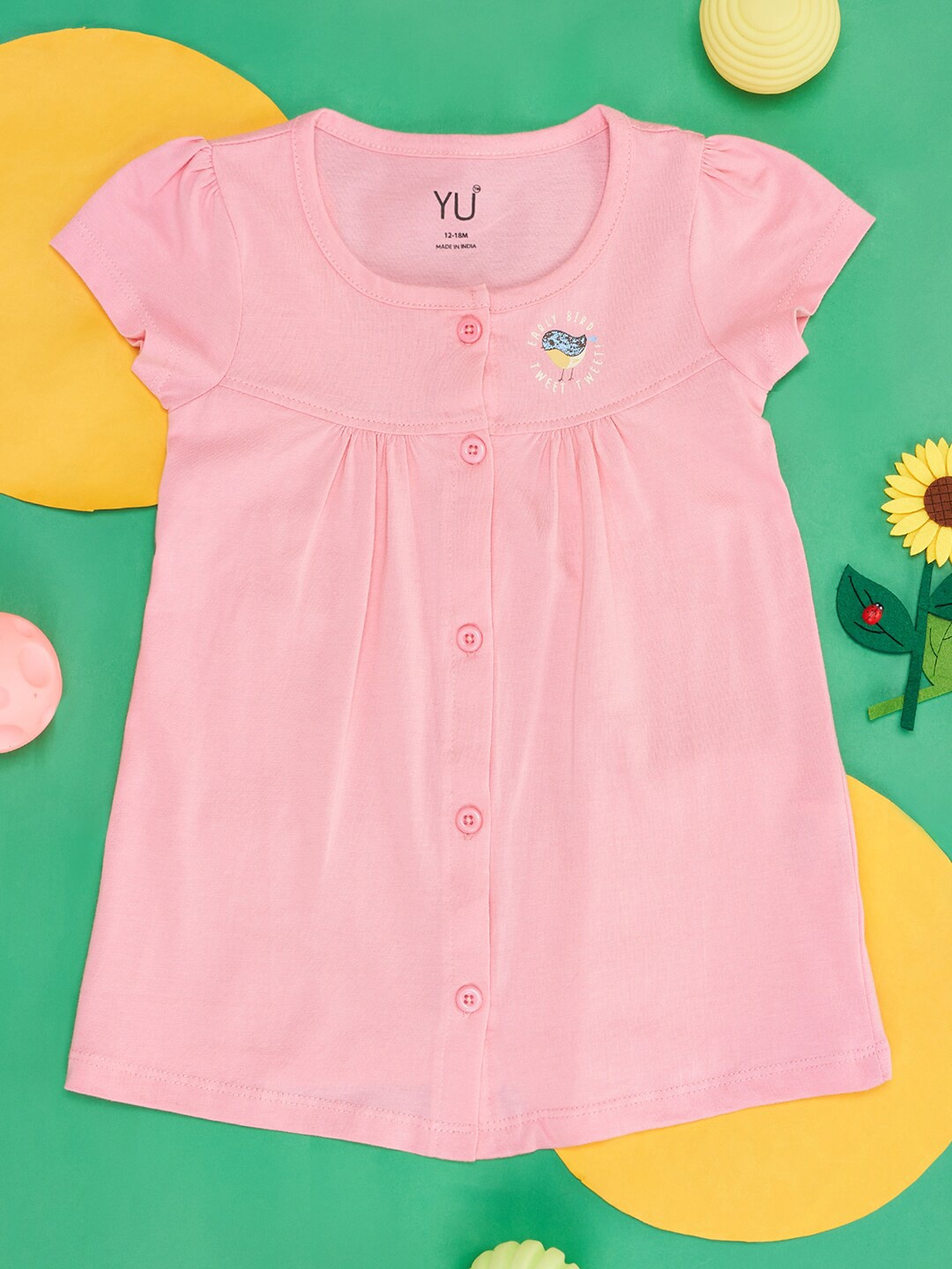 

YU by Pantaloons Infants Girls A-Line Cotton Dress, Pink