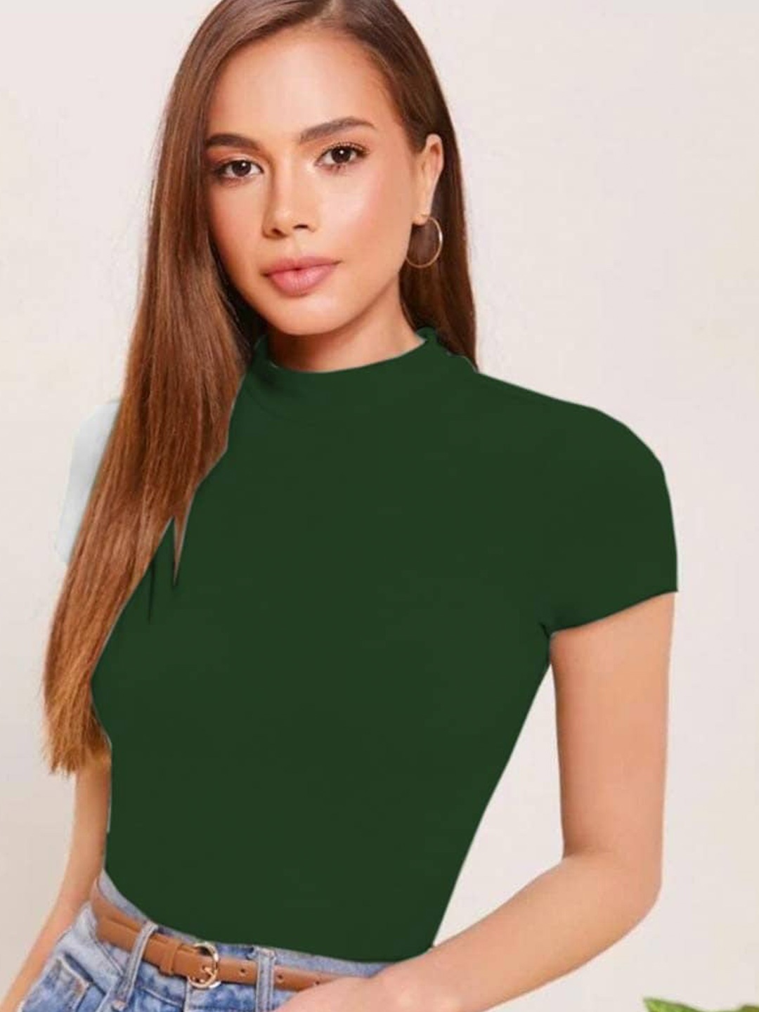 

Dream Beauty Fashion High Neck Regular Top, Green
