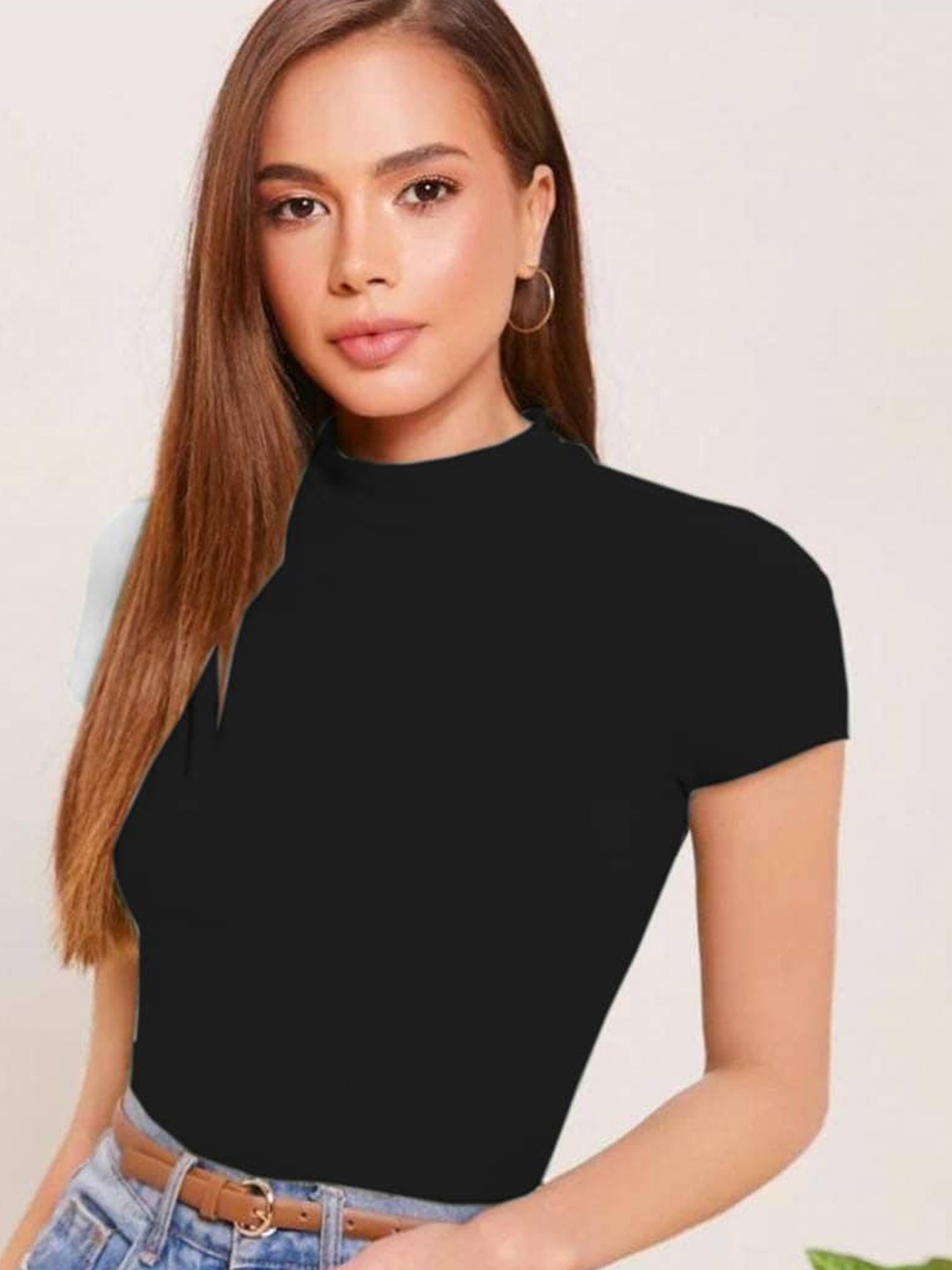 

Dream Beauty Fashion High Neck Regular Top, Black
