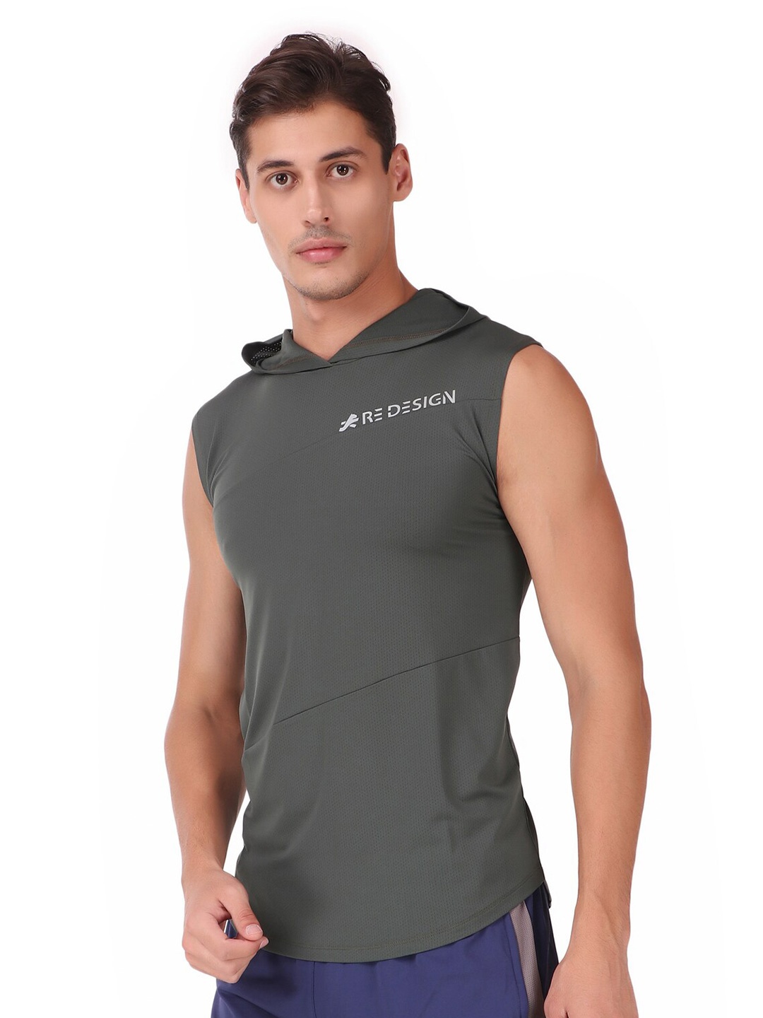 

REDESIGN Hooded Sleeveless T-shirt, Green