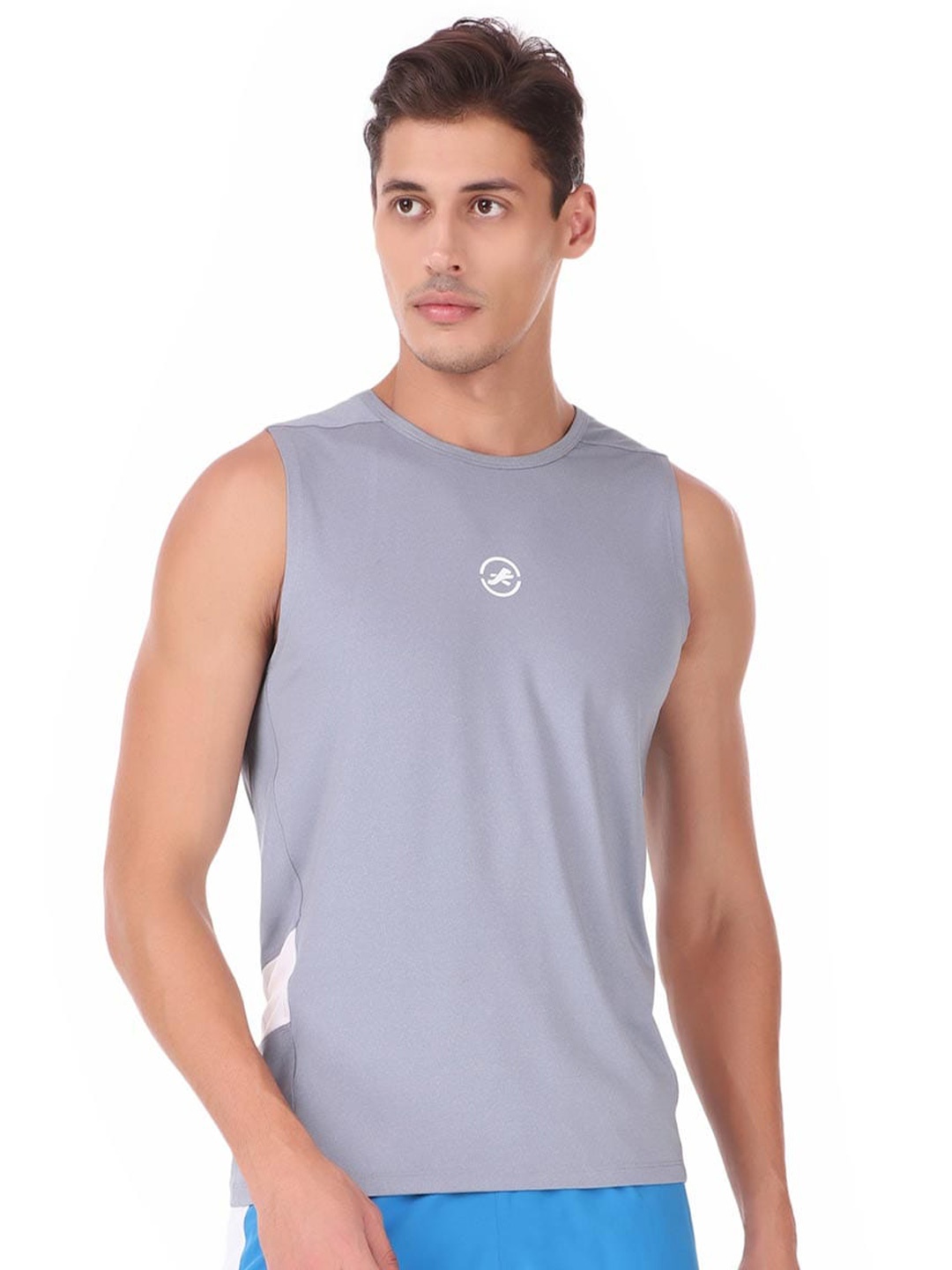 

REDESIGN Round Neck Sleeveless Dry Fit T-shirt, Blue