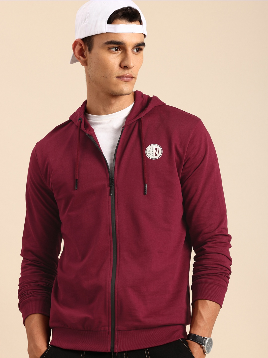 

Being Human Pure Cotton Hooded Sweatshirt, Burgundy