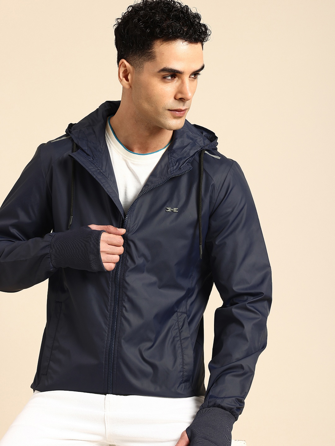 

Being Human Hooded Tailored Jacket, Navy blue