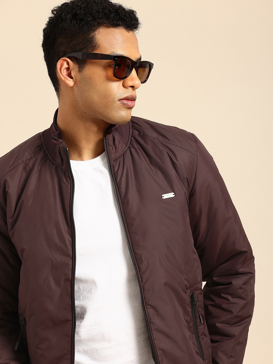 

Being Human Mock Collar Bomber Jacket, Burgundy