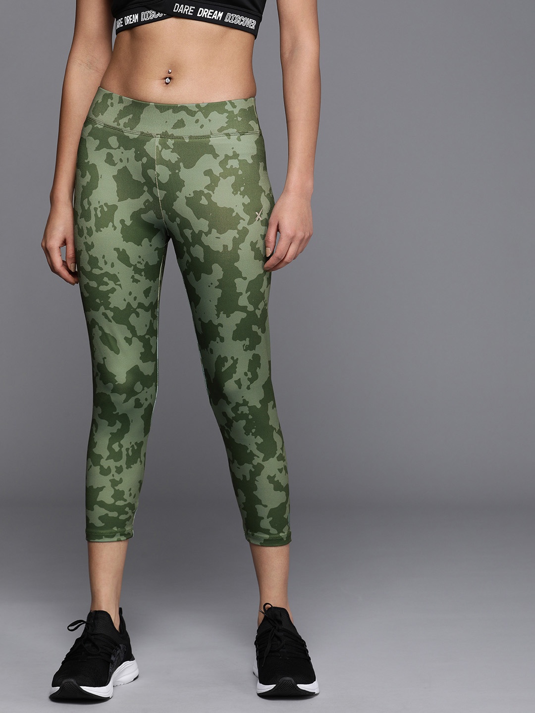 

HRX by Hrithik Roshan Women Printed Rapid-Dry Training Tights, Green
