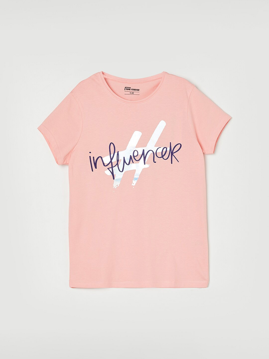 

Fame Forever by Lifestyle Girls Typography Printed Pure Cotton T-shirt, Peach