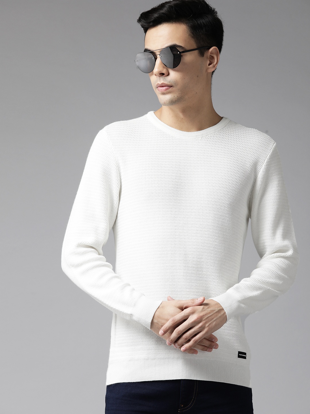 

Van Heusen Pure Cotton Chevron Pullover, White