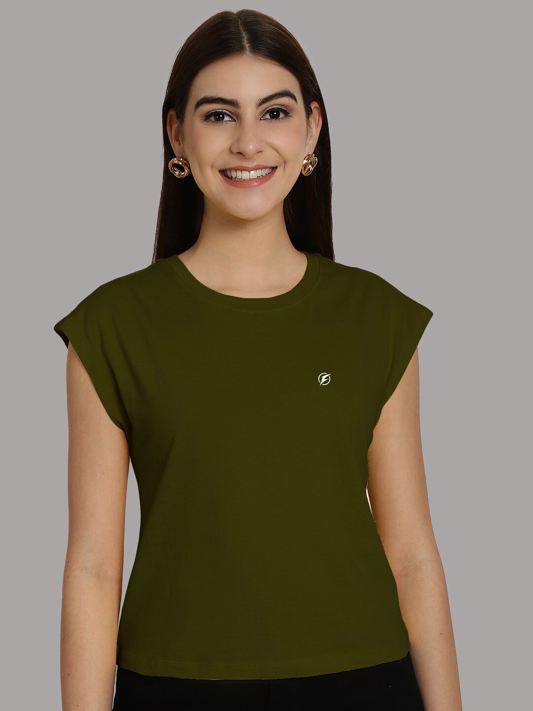 

Friskers Cotton Round Neck Extended Sleeves T-shirt, Olive