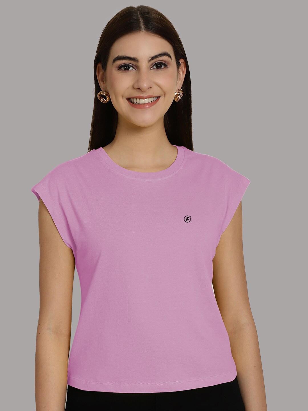 

Friskers Extended Sleeves Round Neck Pure Cotton T-shirt, Purple