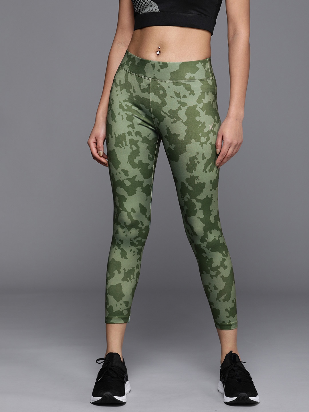 

HRX by Hrithik Roshan Women Printed Rapid-Dry Training Tights, Green