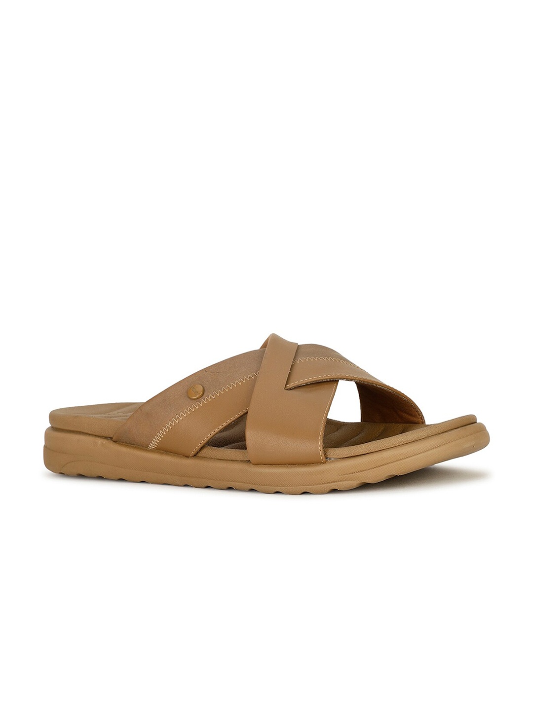 

Bata comfit Men Cross Strap Comfort Sandals, Tan