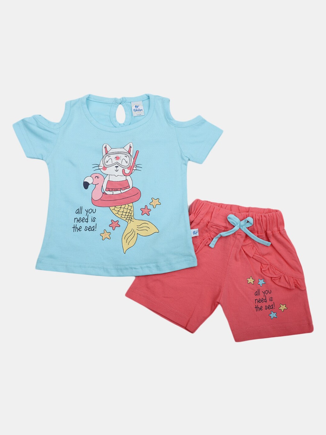 

V-Mart infants Graphic Printed Top with Shorts, Turquoise blue