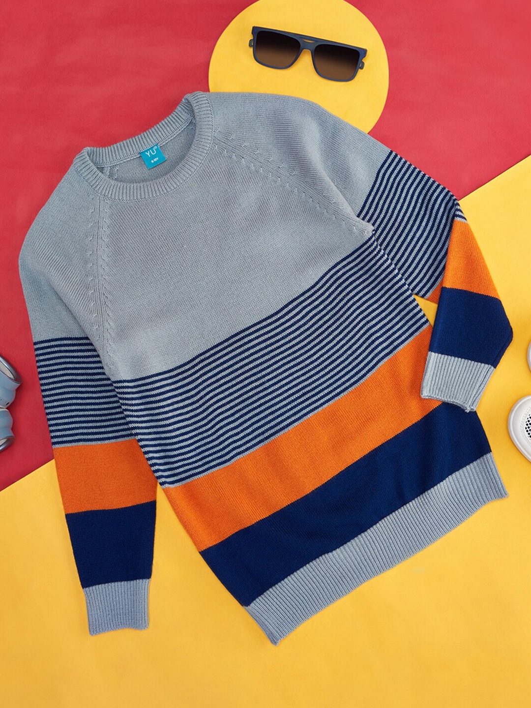 

YU by Pantaloons Boys Colourblocked Acrylic Pullover Sweaters, Grey
