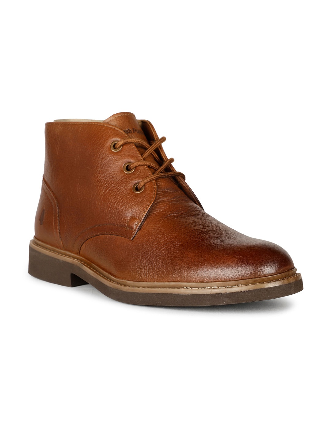 

Hush Puppies Men Textured Leather Mid-Top Regular Boots, Brown