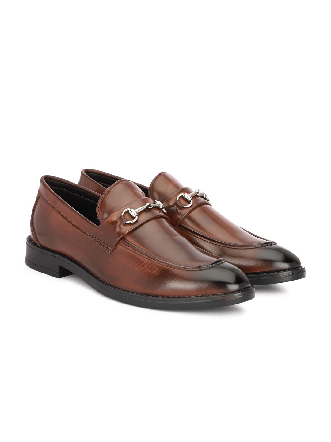

SHOZANIA Men Leather Formal Horsebit Loafers, Brown