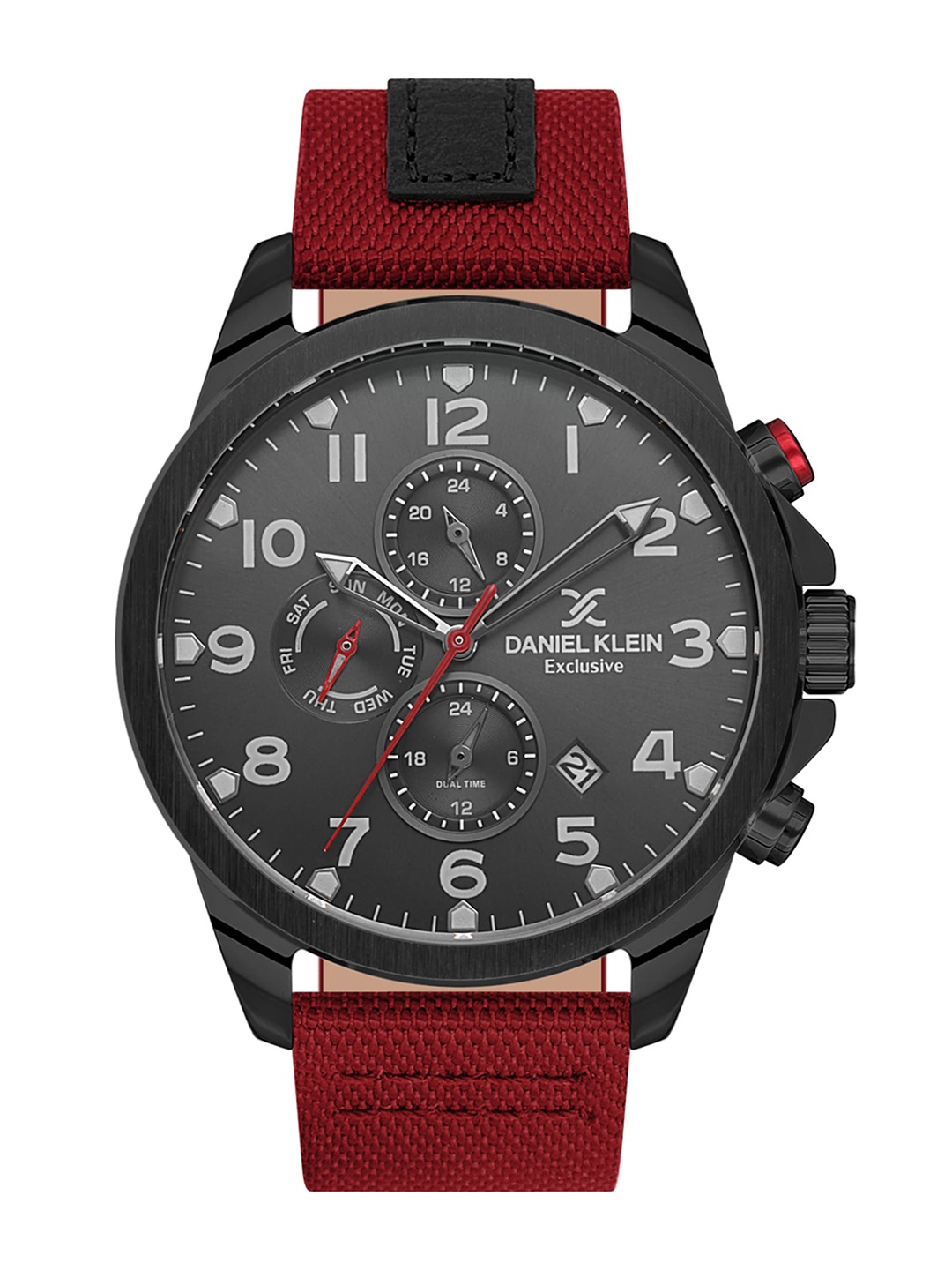 

Daniel Klein Men Leather Straps Reset Time Analogue Watch DK.1.13538-5, Black