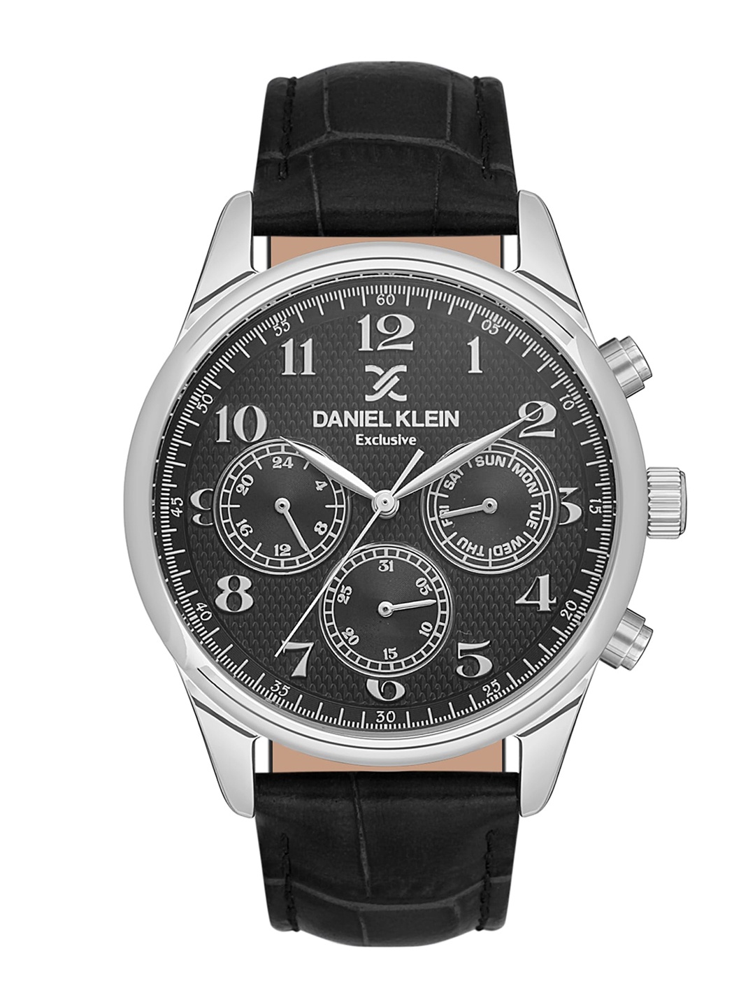 

Daniel Klein Men Textured Dial & Leather Straps Analogue Watch DK.1.13550-1, Black
