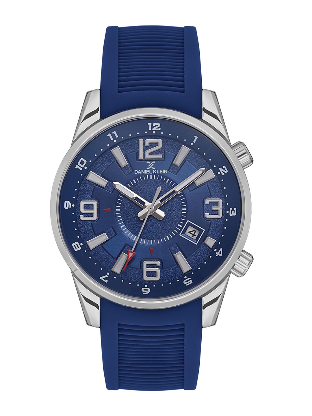 

Daniel Klein Men Textured Dial & Straps Analogue Date Aperture Watch DK.1.13541-2, Blue