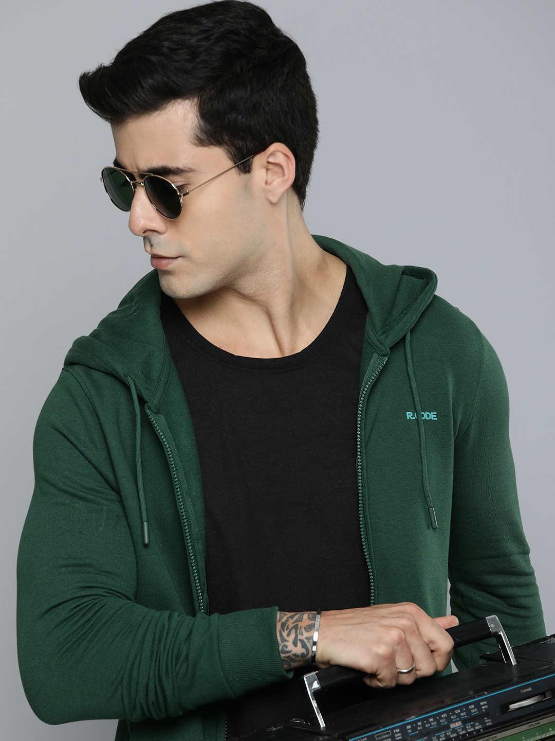 

R.Code by The Roadster Life Co. Men Hooded Sweatshirt, Green