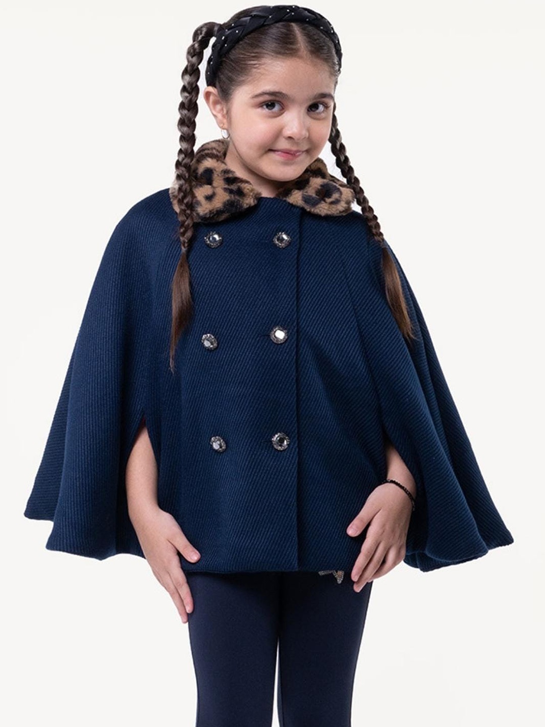 

One Friday Girls Pure Cotton Overcoat, Navy blue