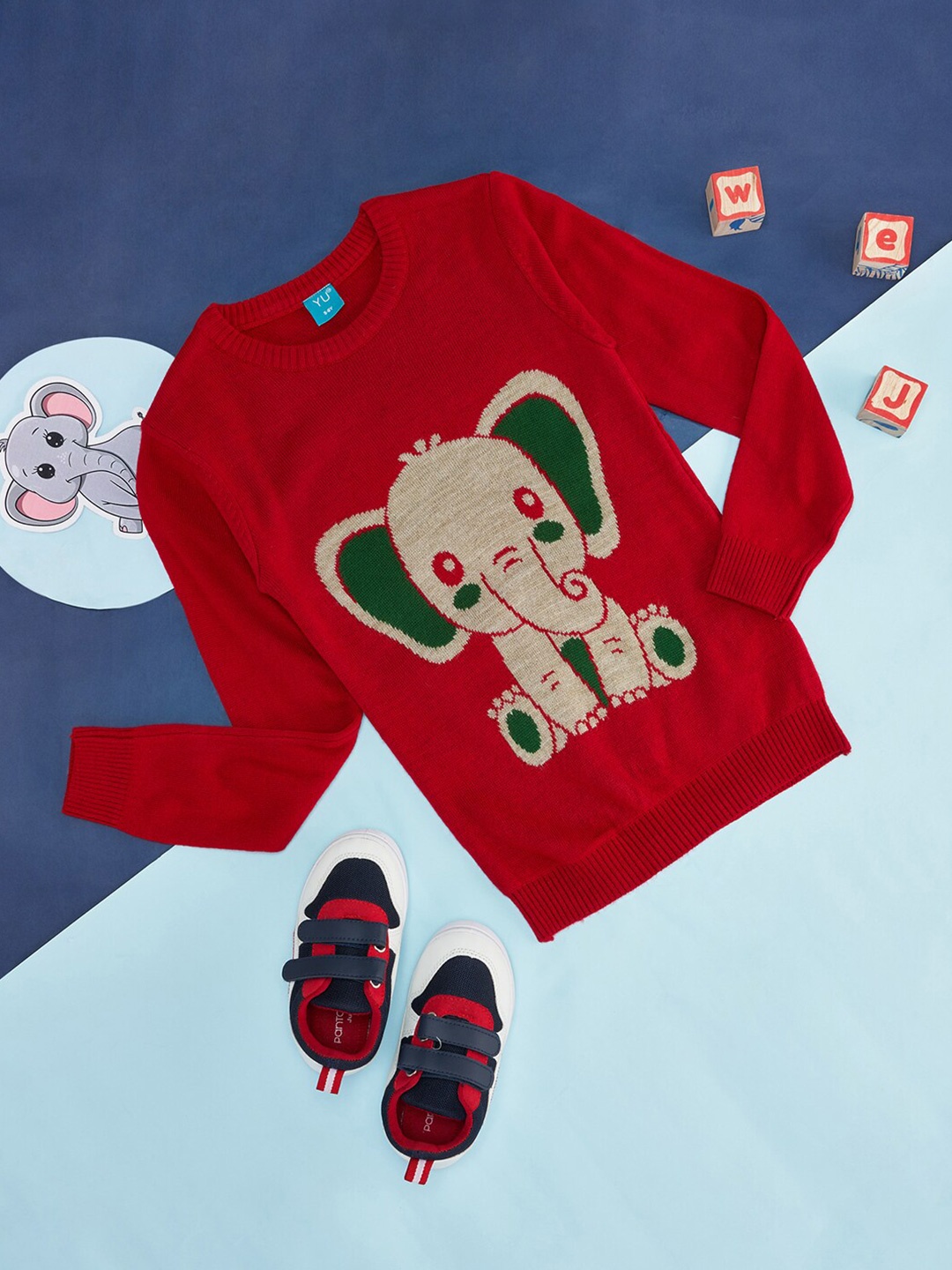 

YU by Pantaloons Boys Graphic Printed Acrylic Pullover Sweaters, Red