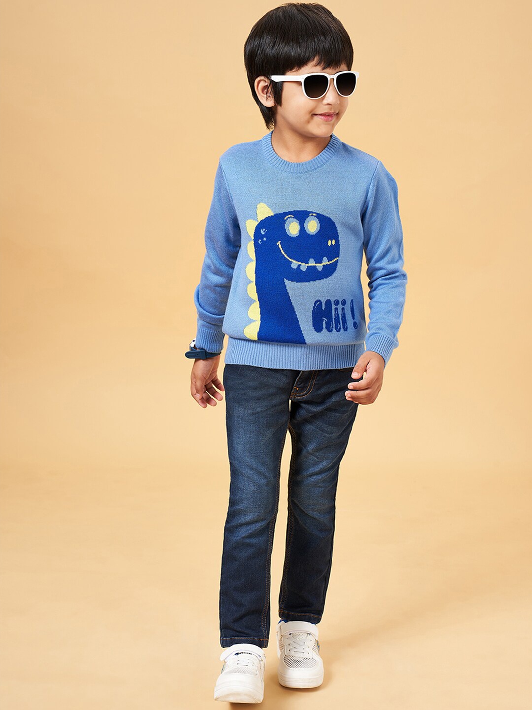 

YU by Pantaloons Boys Graphic Printed Acrylic Pullover Sweaters, Blue