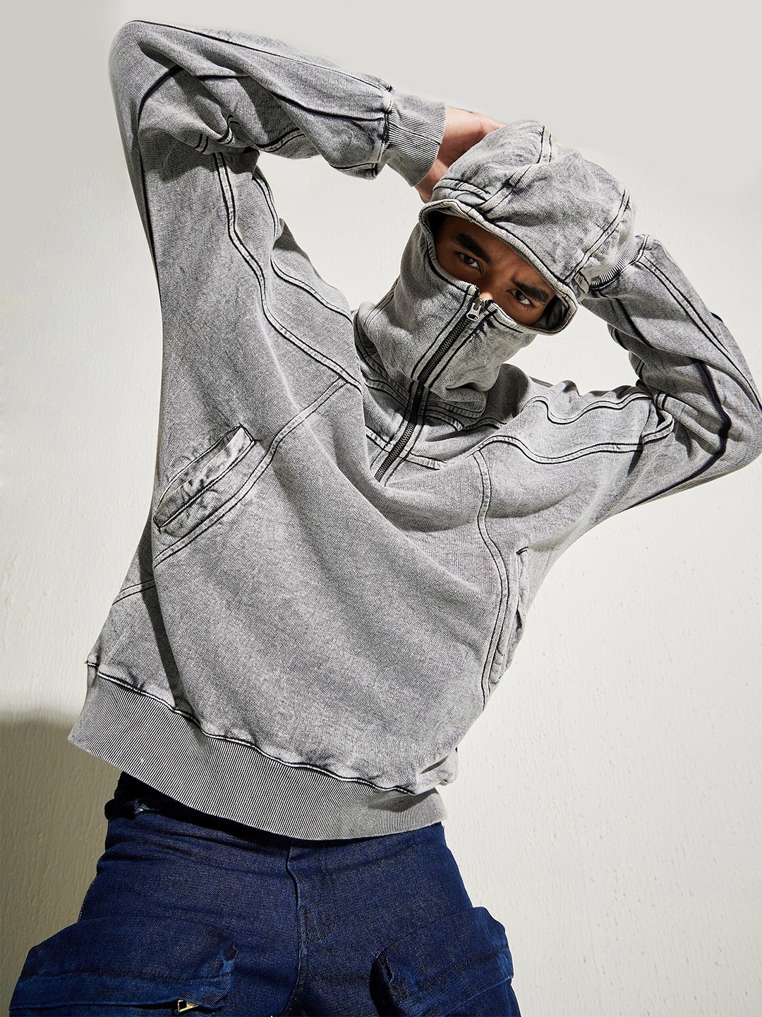 

FUGAZEE Grey Hooded Cotton Sweatshirt