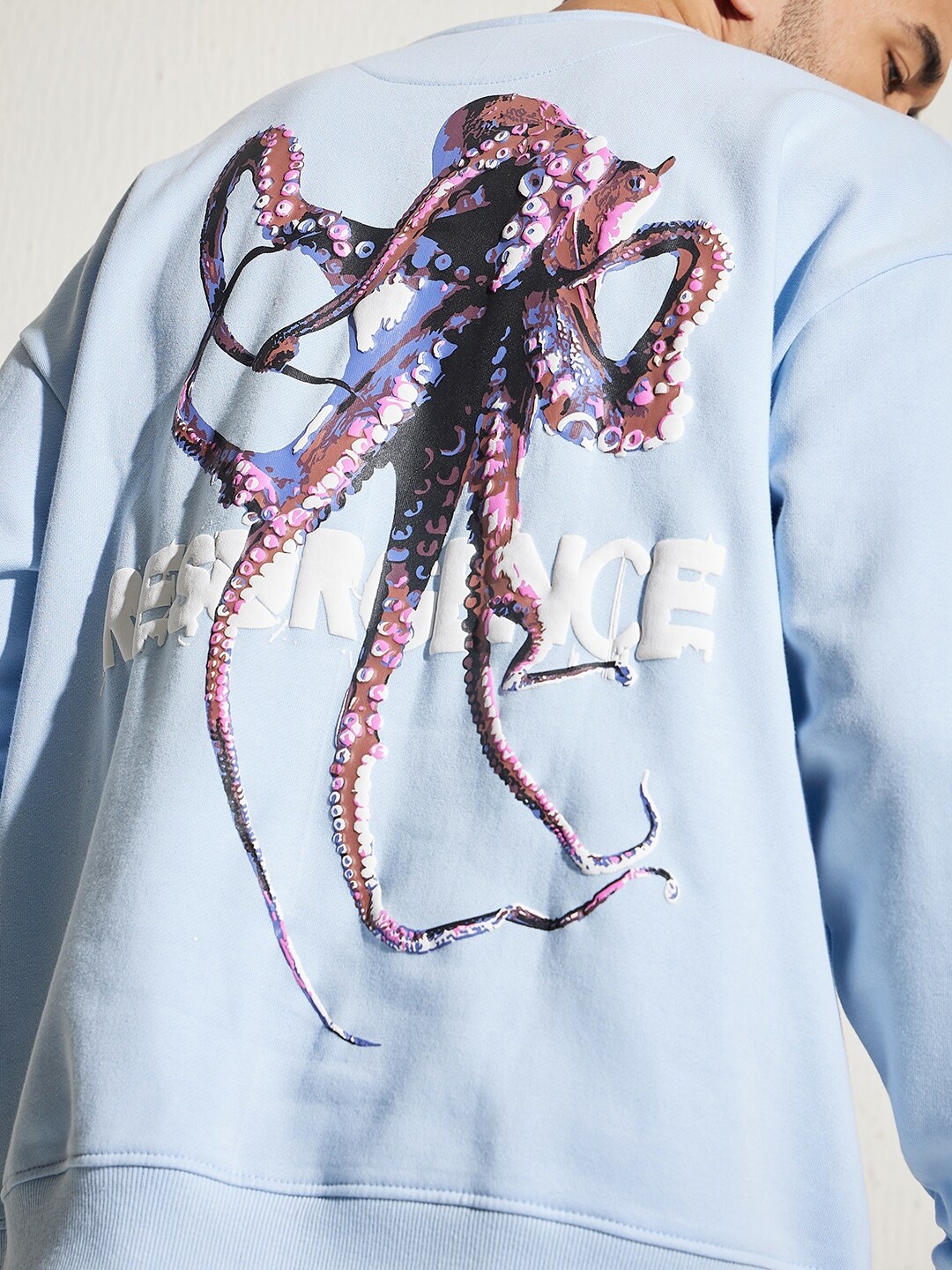 

FUGAZEE Blue Graphic Printed Cotton Sweatshirt