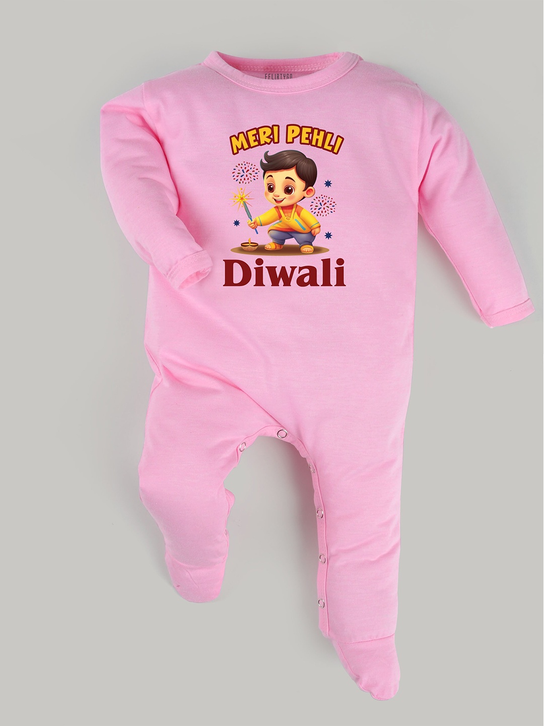 

FFLIRTYGO Infants Kids Graphic Printed Cotton Sleepsuit, Pink