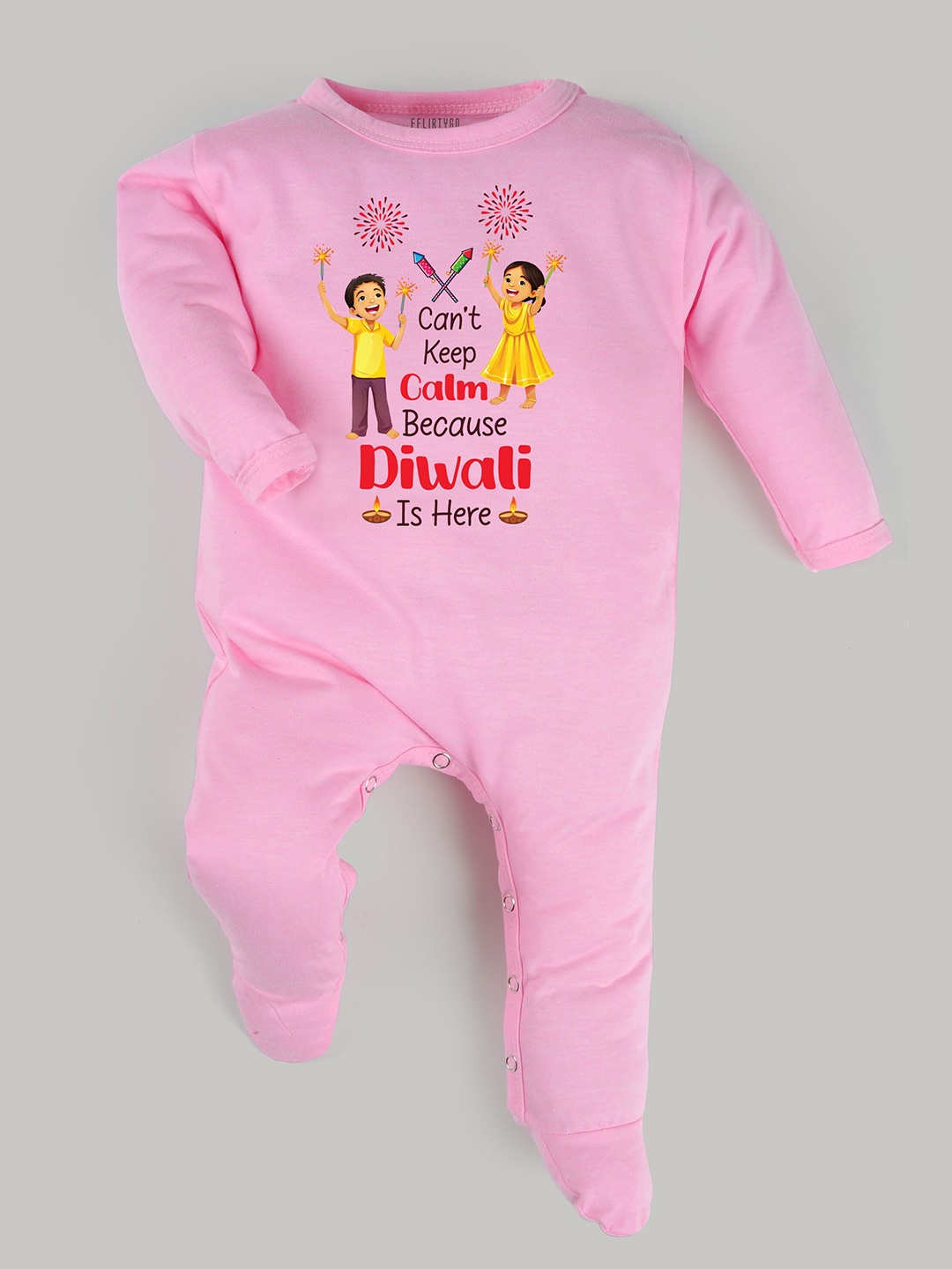 

FFLIRTYGO Infants Kids Printed Pure Cotton Sleepsuit, Pink