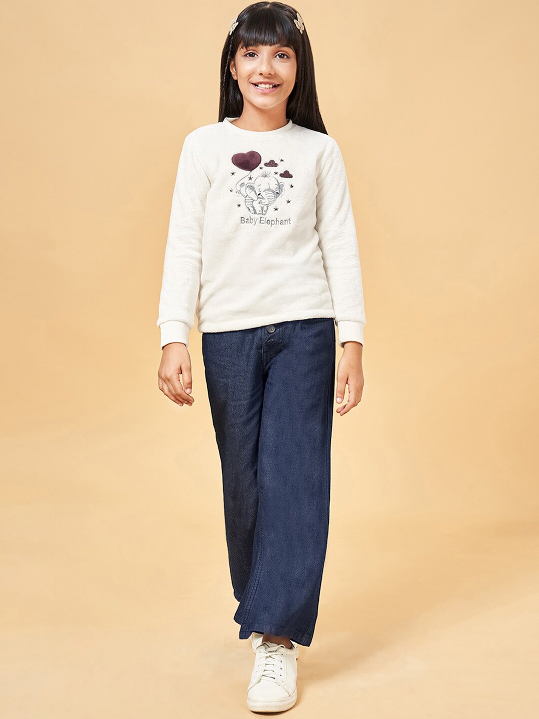 

YU by Pantaloons Girls Embroidered Pullover, Off white
