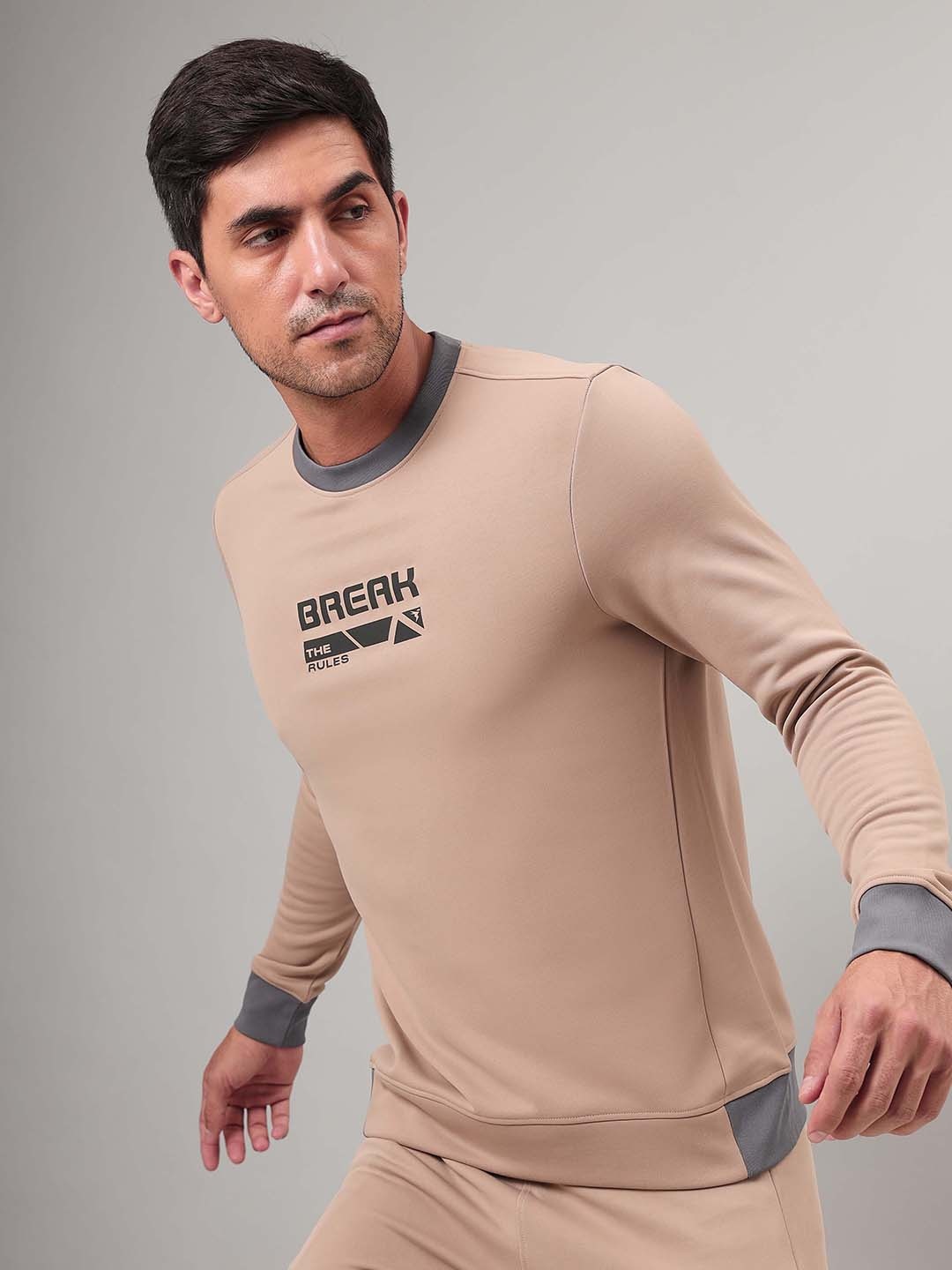 

Technosport Typography Printed Antimicrobial Sweatshirt, Brown