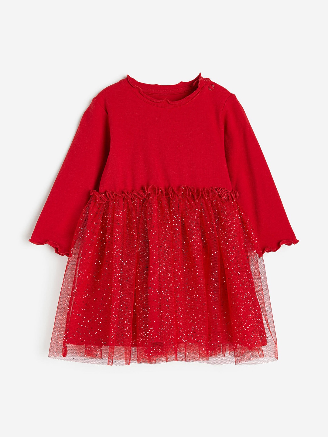

H&M Girls Tulle-Skirt Jersey Dress, Red