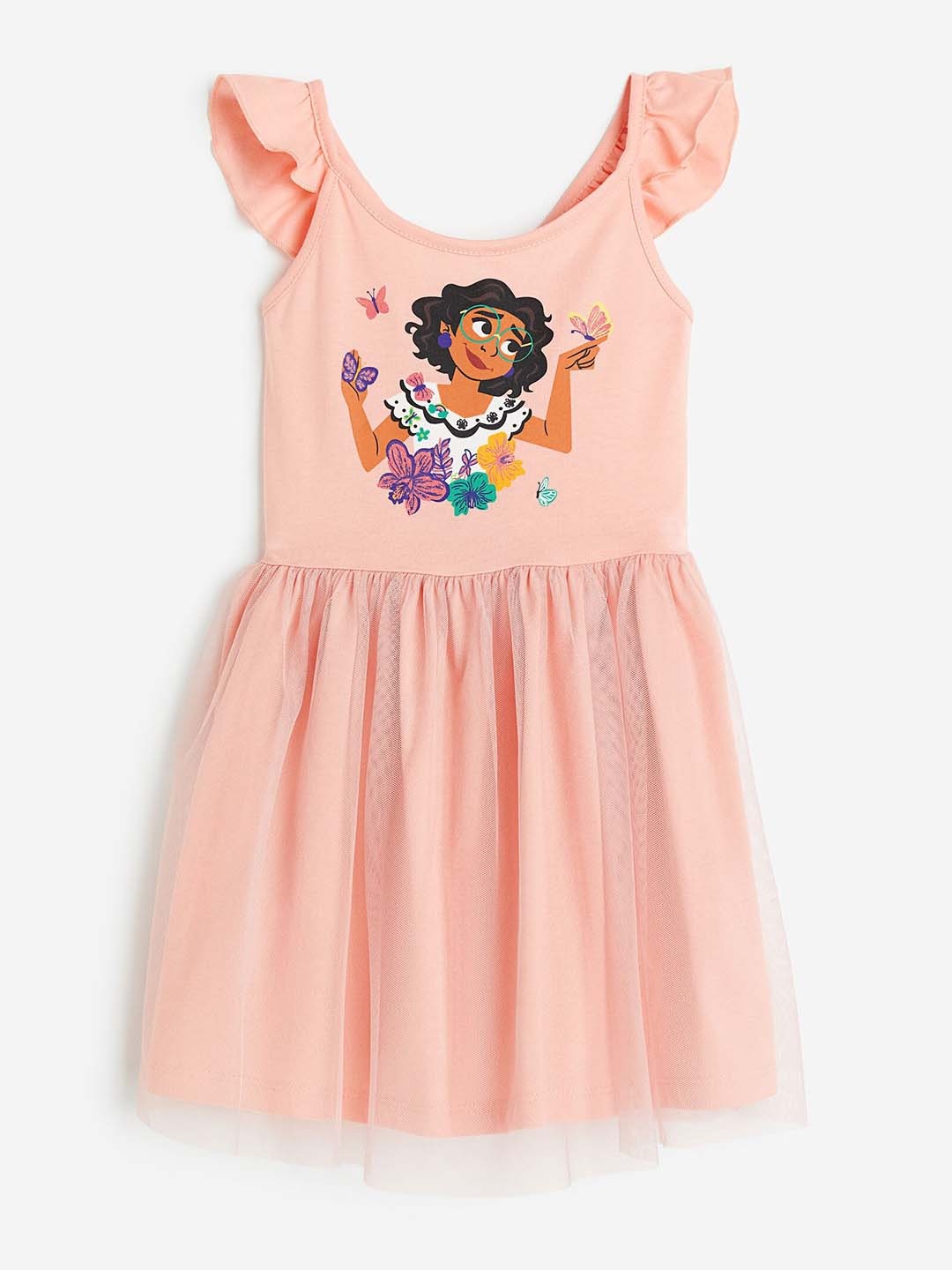 

H&M Girls Pure Cotton Tulle-Skirt Dress, Pink