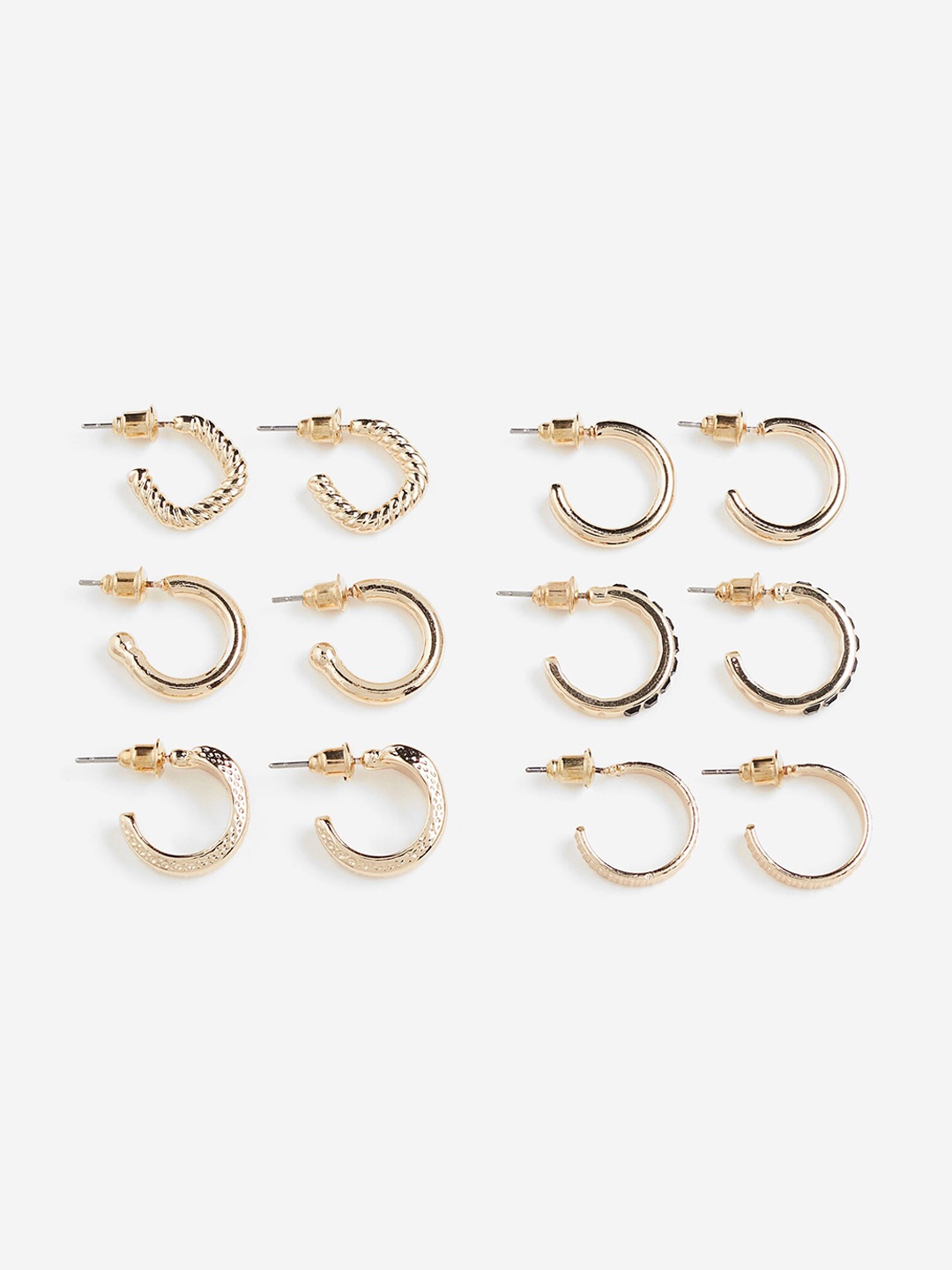 

H&M 6 Pairs Hoop Earrings, Gold