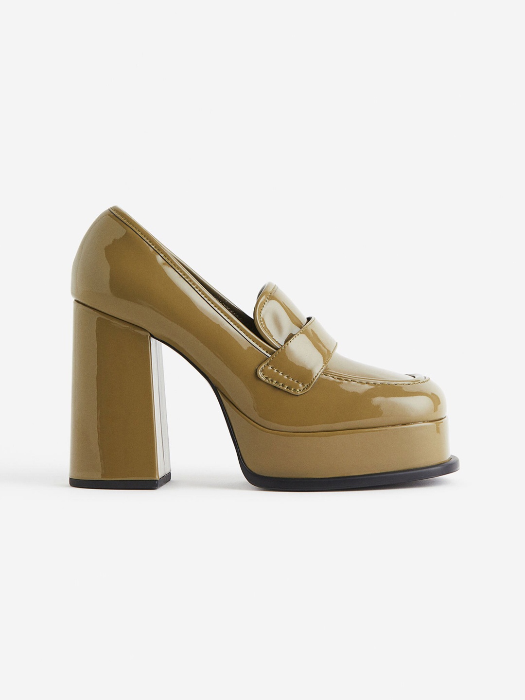 

H&M Heeled Platform Loafers, Green