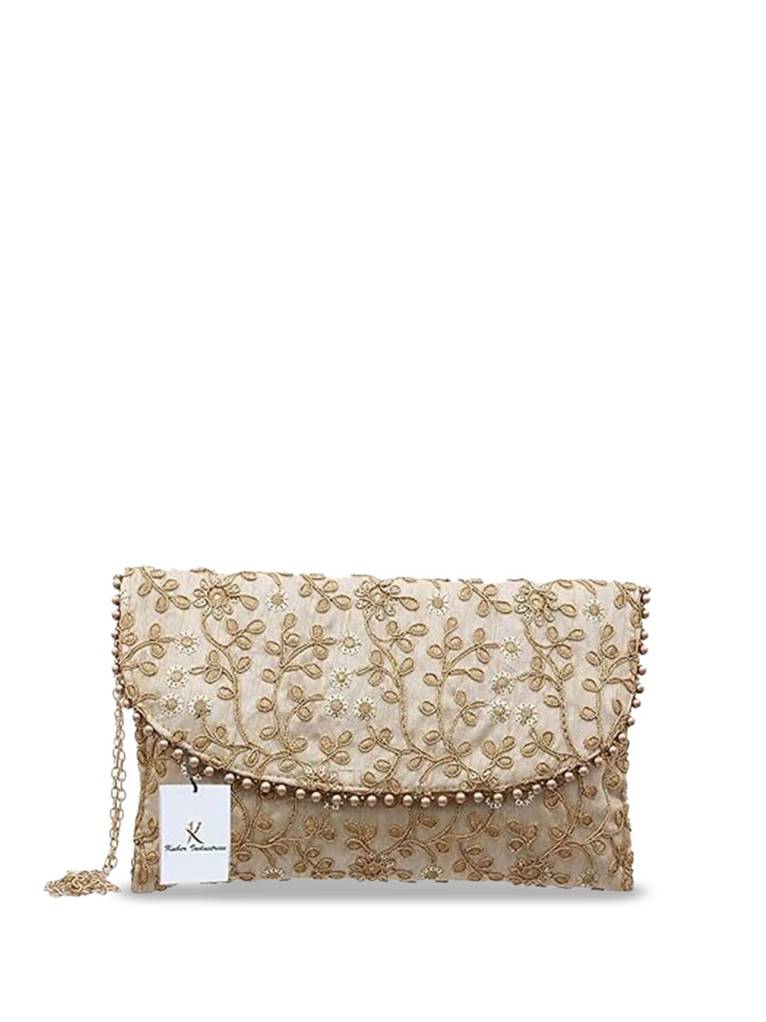 

Kuber Industries Embellished Embroidered Structured Sling Bag, Cream