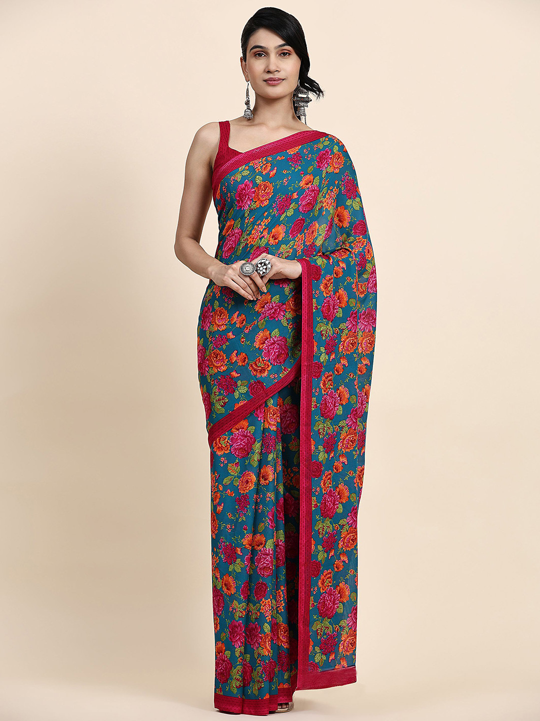 

RACHNA Floral Printed Saree, Blue