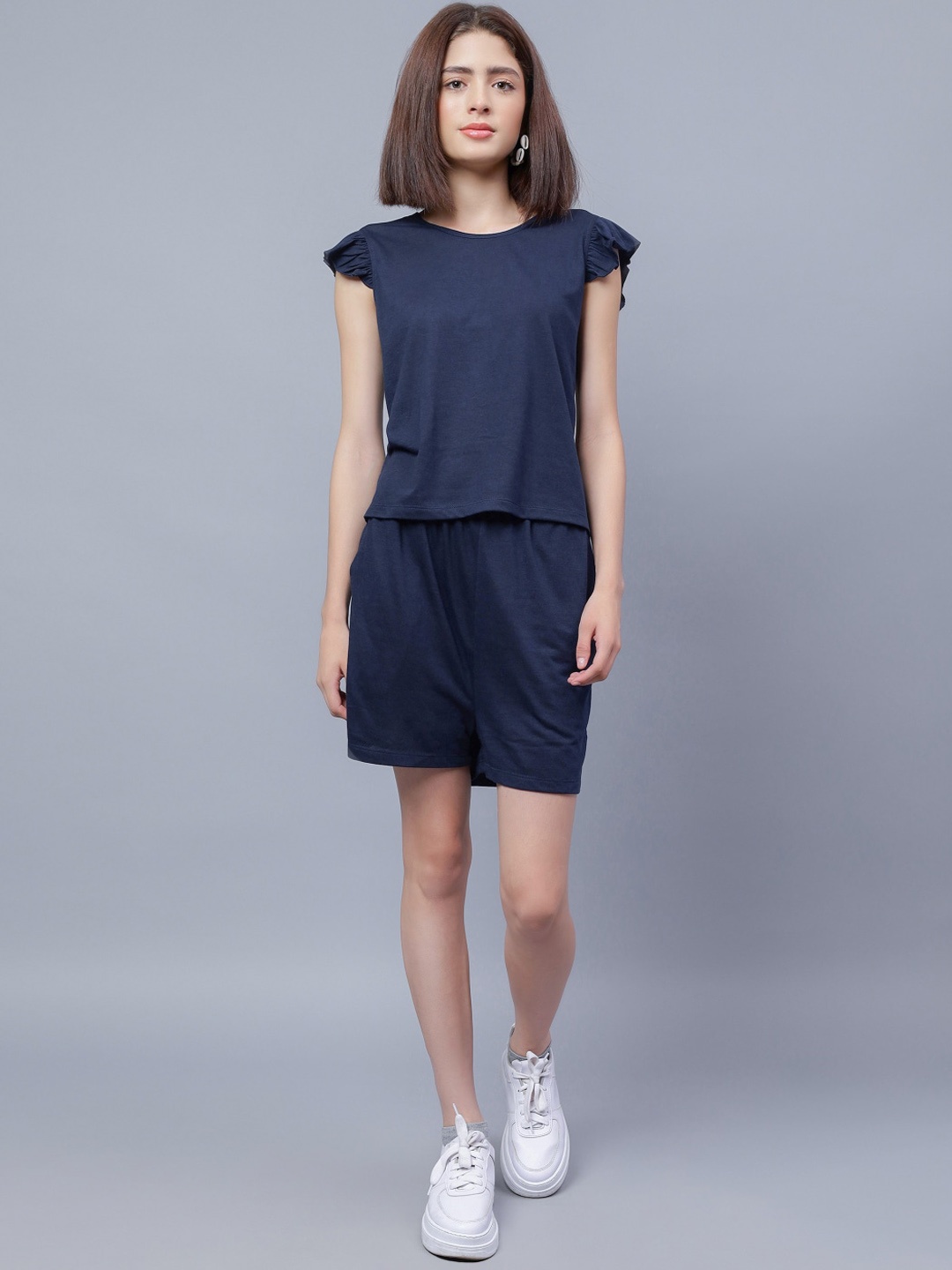 

ENTELLUS Round Neck T-Shirt With Shorts, Blue
