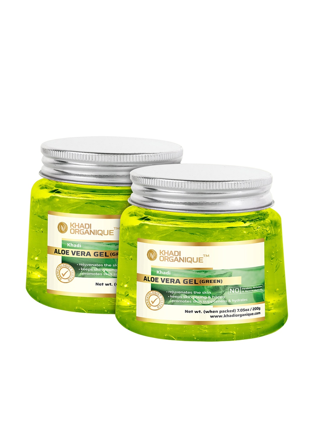 

Khadi Organique Set Of 2 Pure Aloe Vera Gel For Skin & Hair - 200g Each, Green