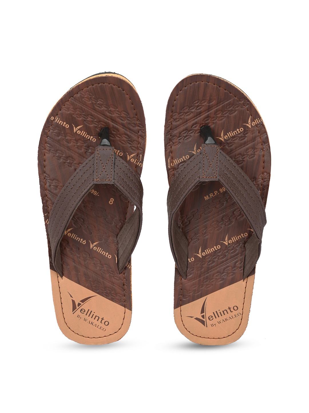 

Vellinto Men GERALD Printed Thong Flip-Flops, Brown