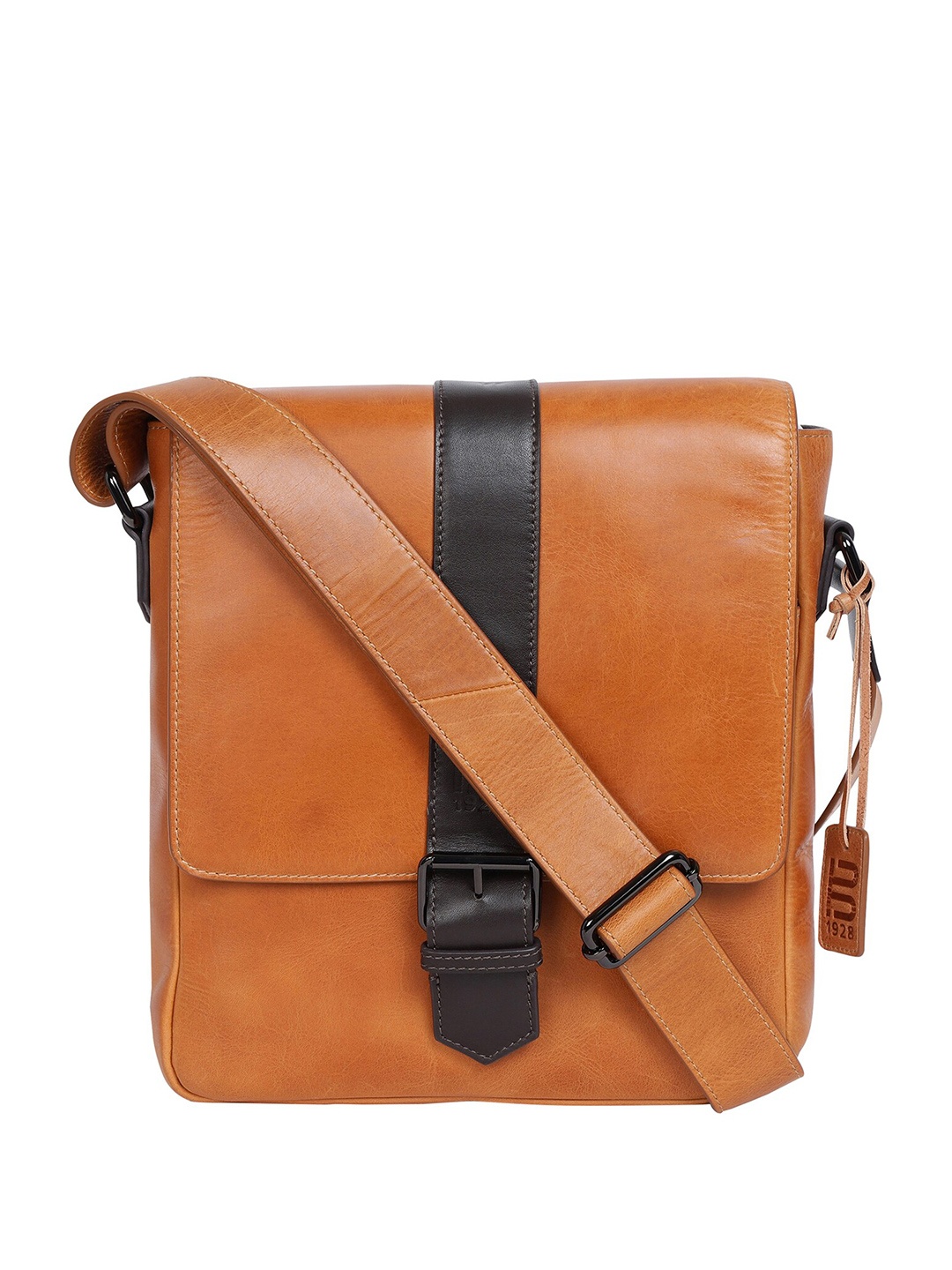 

BAGATT Novara Men Leather Messenger Bag, Brown