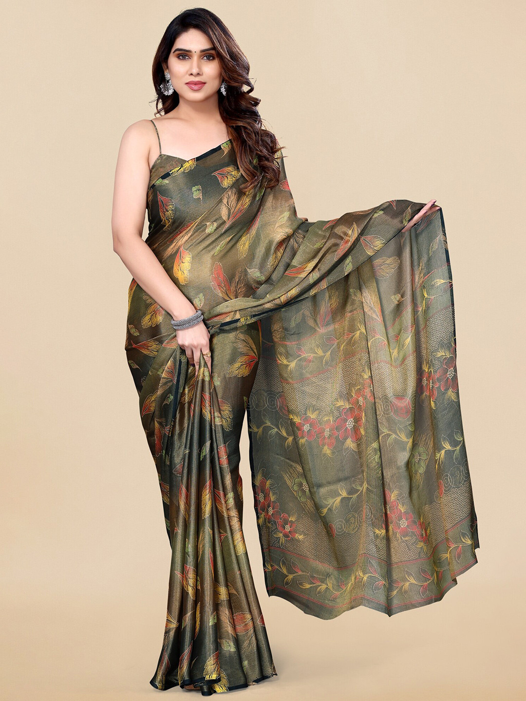 

MIRCHI FASHION Floral Printed Saree, Grey