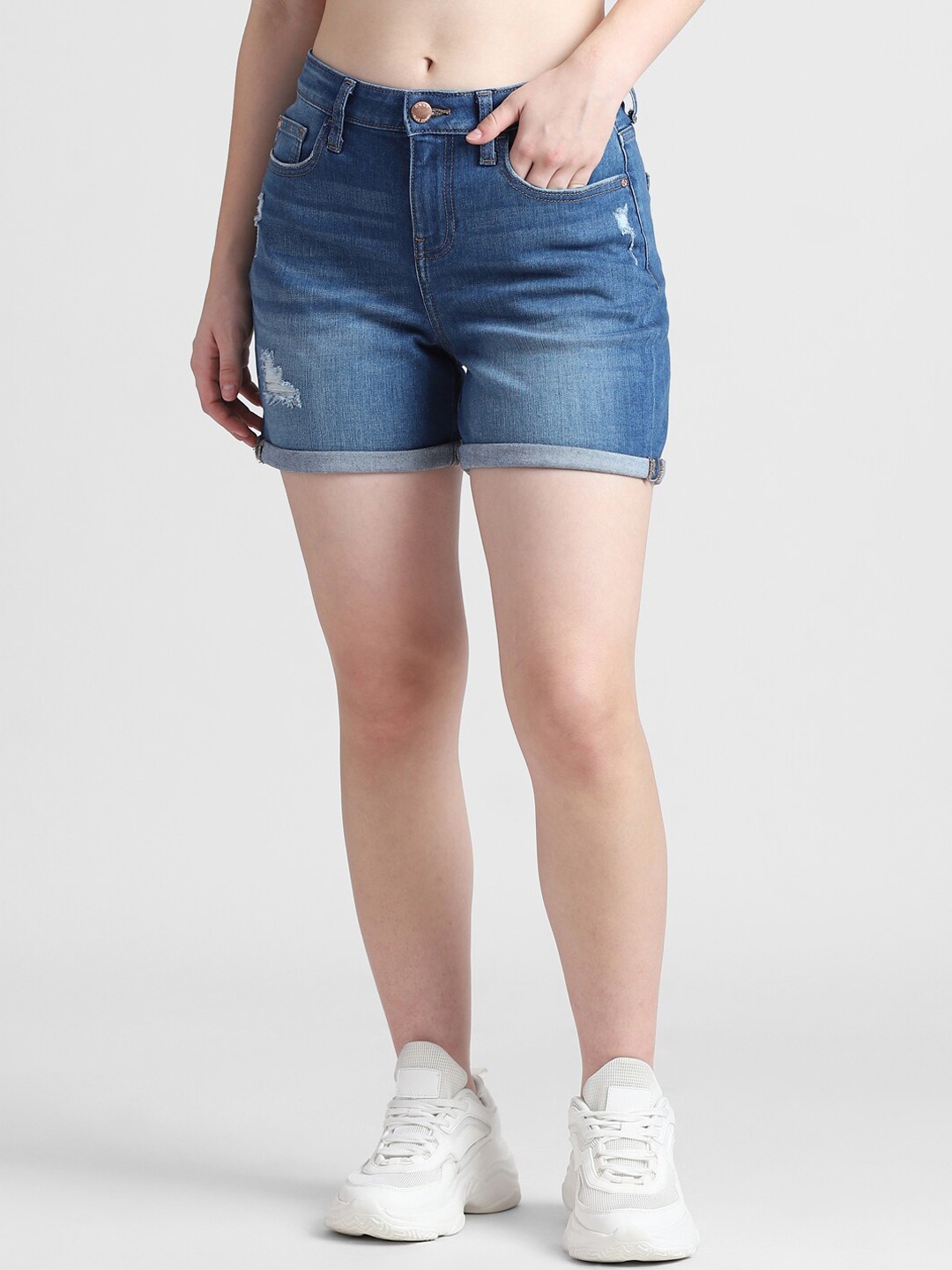 

ONLY Women Washed Denim Shorts Technology, Blue