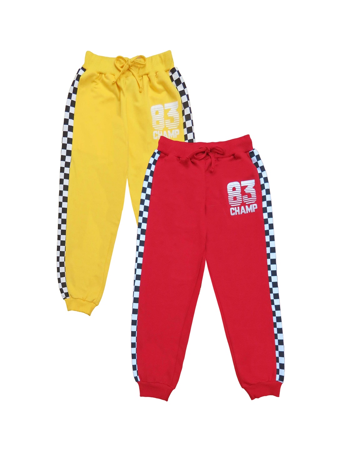 

Clothe Funn Boys Pack Of 2 Typography Printed Pure Cotton Joggers, Red