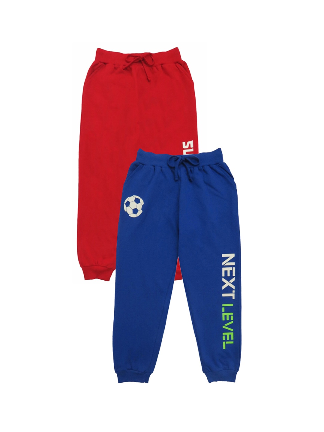 

Clothe Funn Boys Pack Of 2 Typography Printed Pure Cotton Joggers, Blue