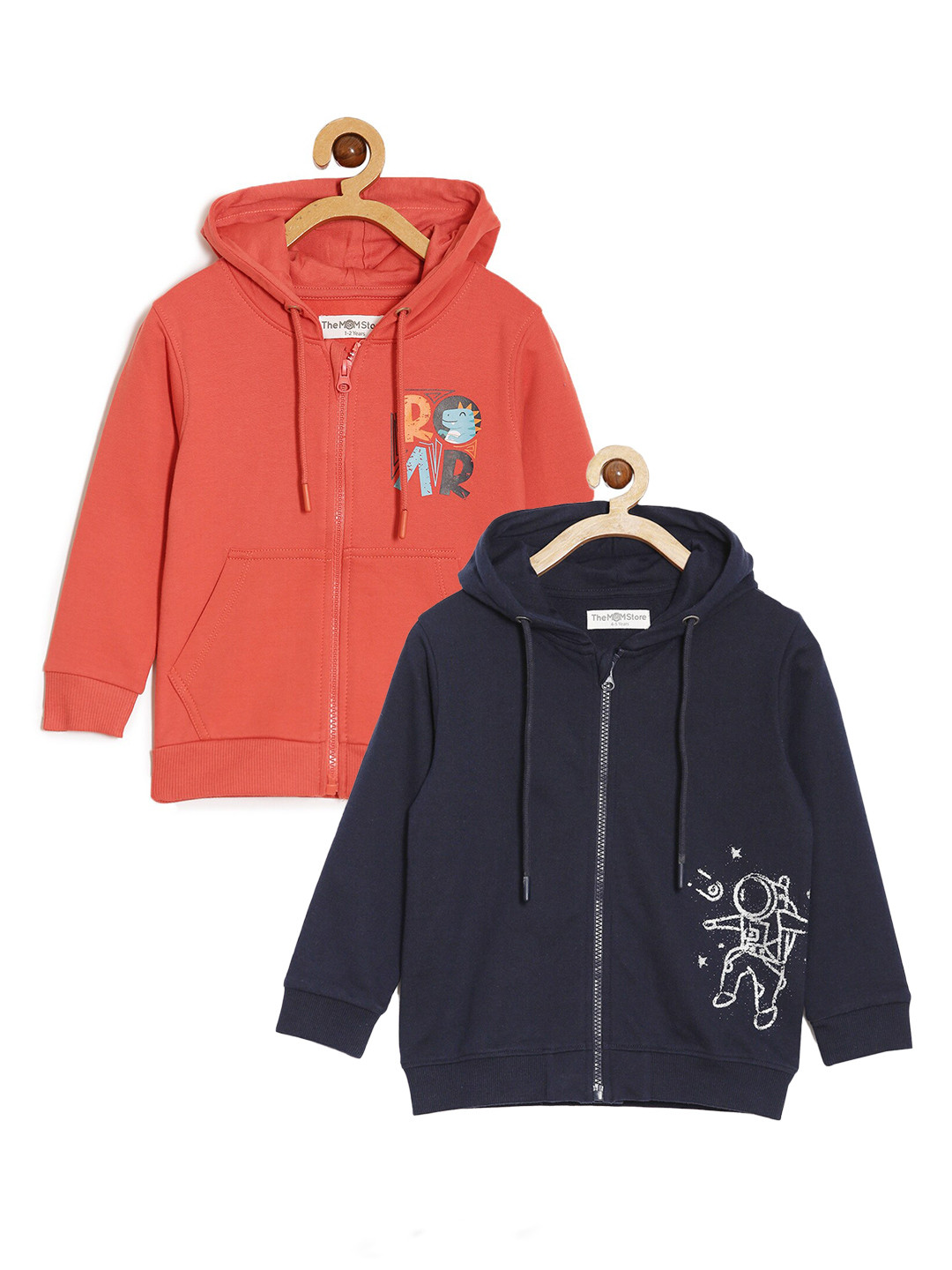 

The Mom Store Kids Pack Of 2 Printed Hooded Zipper Jacket, Orange
