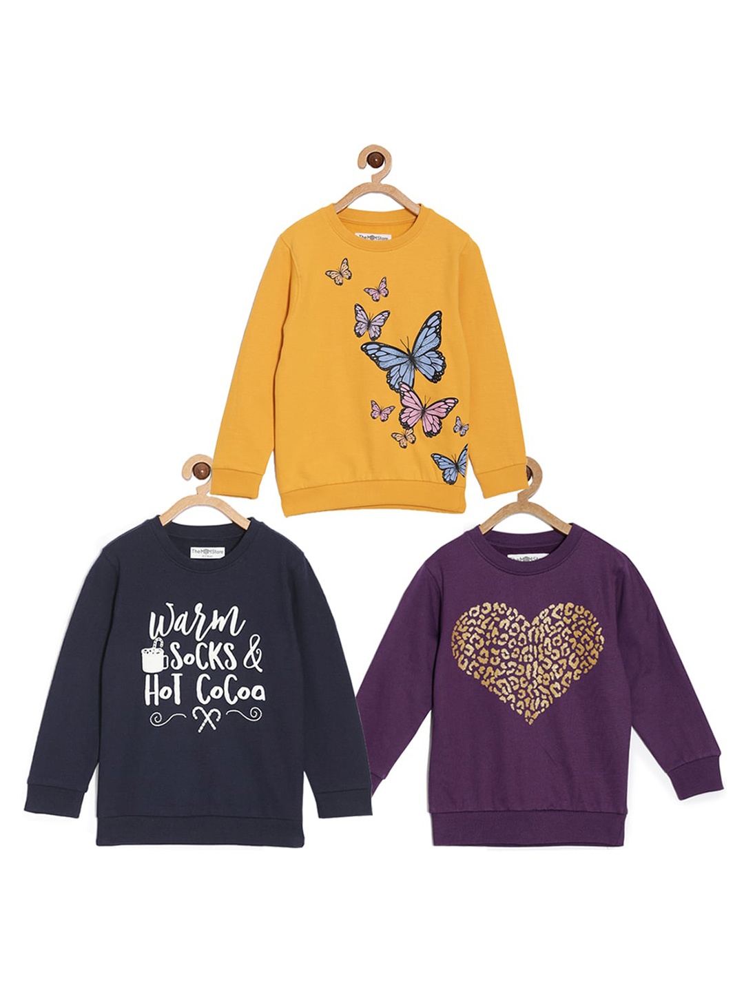 

The Mom Store Kids Pack Of 3 Graphic Printed Sweatshirt, Yellow