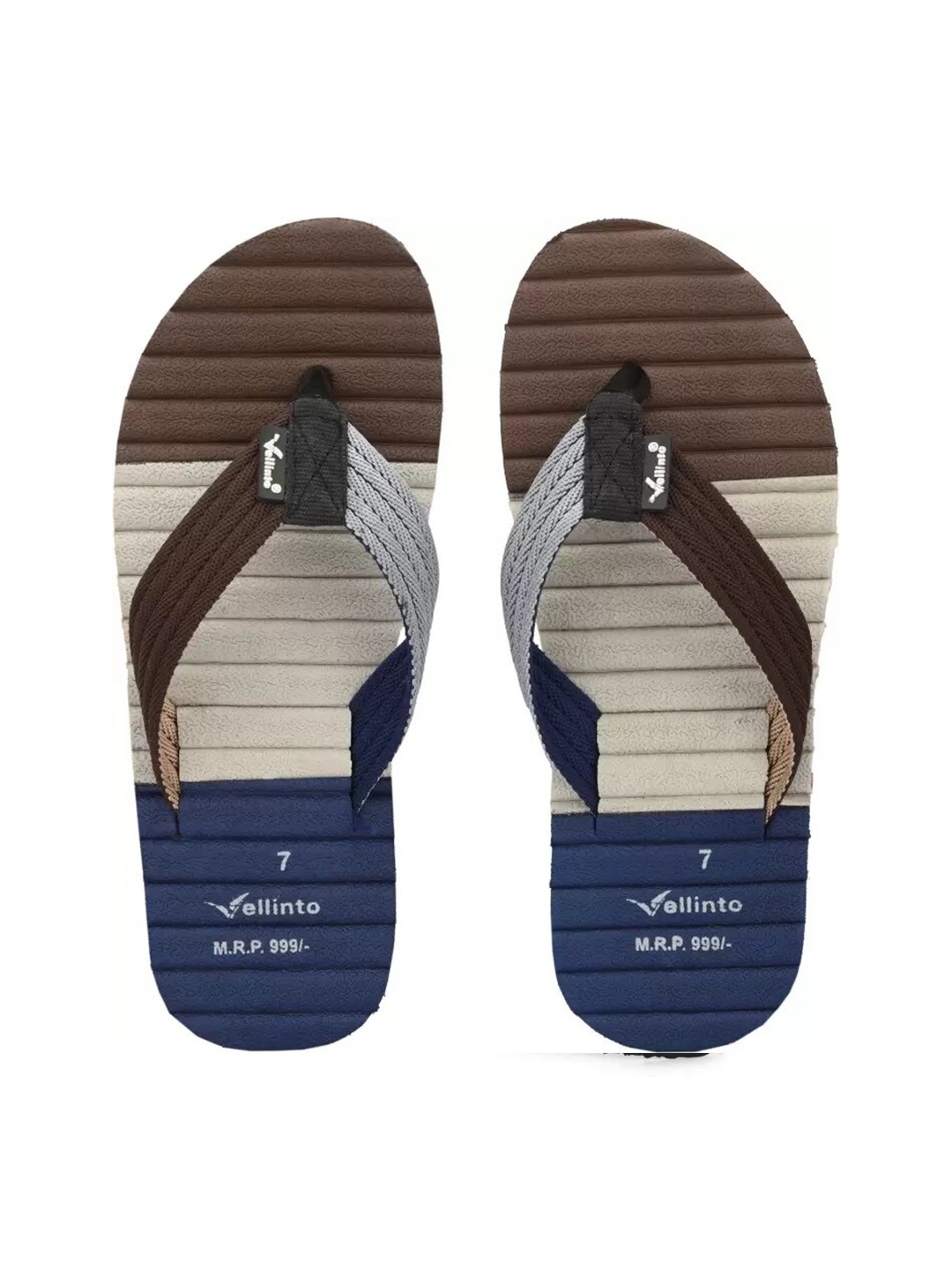 

Vellinto Men ZEBRA Colourblocked Thong Flip-Flops, Brown