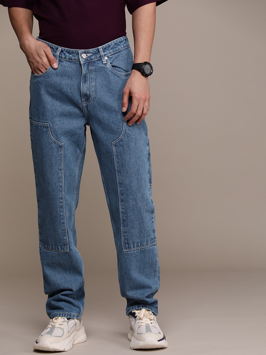 

FORCE IX Men Anti Fit Pure Cotton Mid-Rise Jeans, Blue